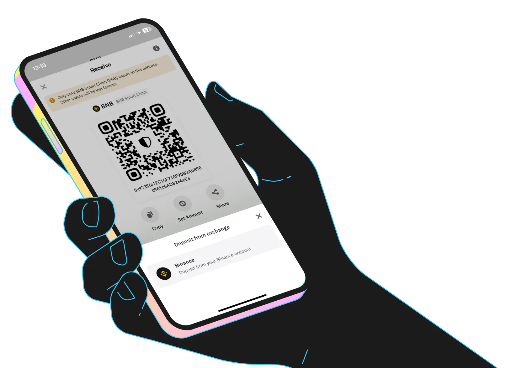 Hand holding deposit from exchange